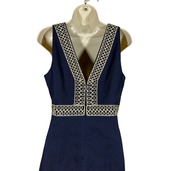 Lilly Pulitzer Evaline Dress Sleeveless Mini Navy Blue Gold Nautical - 6 - Picture 7 of 9